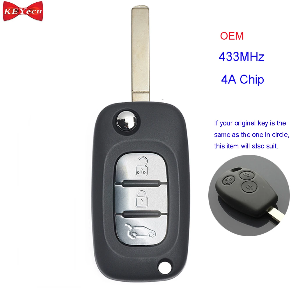 KEYECU для Benz Smart Fortwo 453 Forfour 2015-2017 OEM дистанционный ключ-брелок от машины 3 кнопки 433