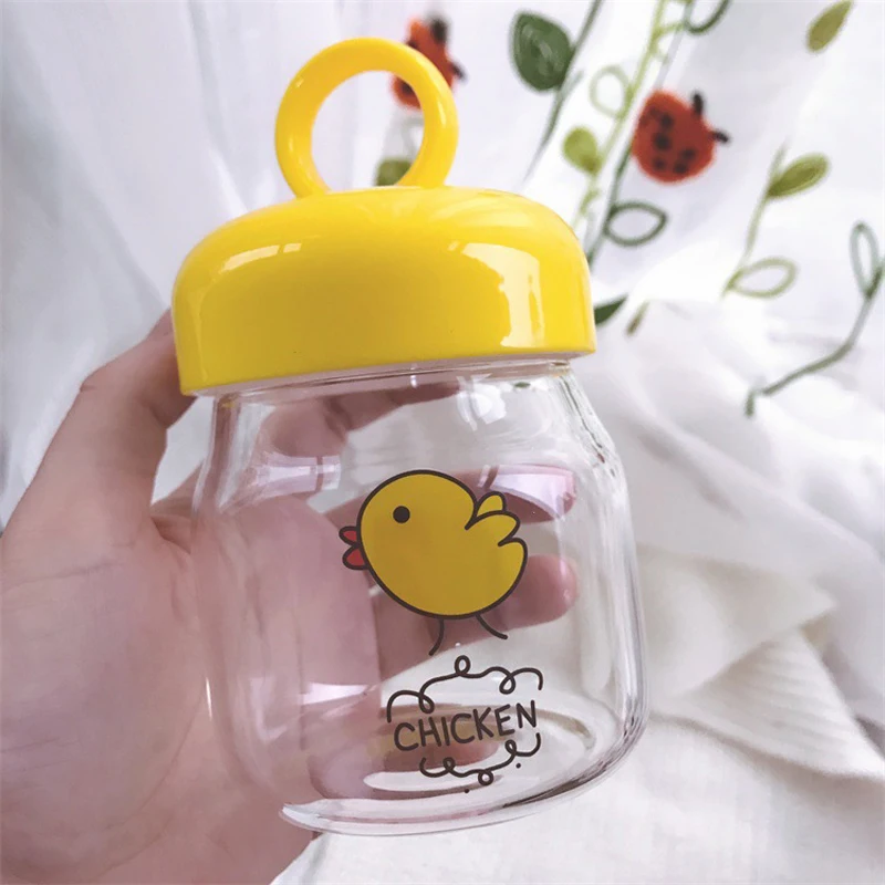 200ml Mini Lovely Chick Water Bottle Drinking Multi Color Popular Glass Readily With Lid Carafe Portable Solid Transparent 2018 | Дом и сад