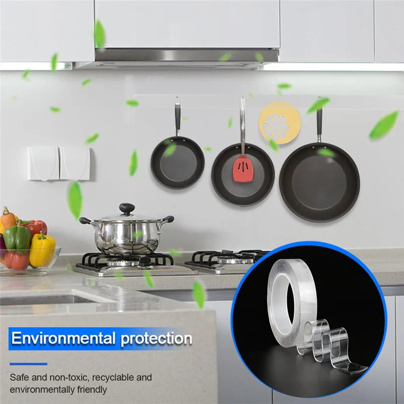 2 м многоразовая Двухсторонняя клейкая нано-бесконтактная лента Съемная