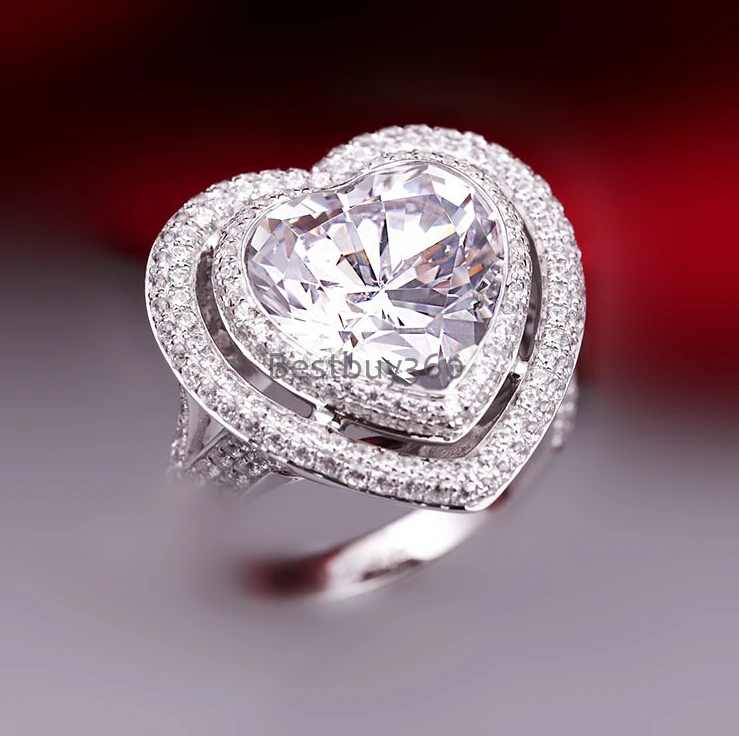 6 карат SONA синтетический бриллиан модное кольцо из стерлингового серебра 925