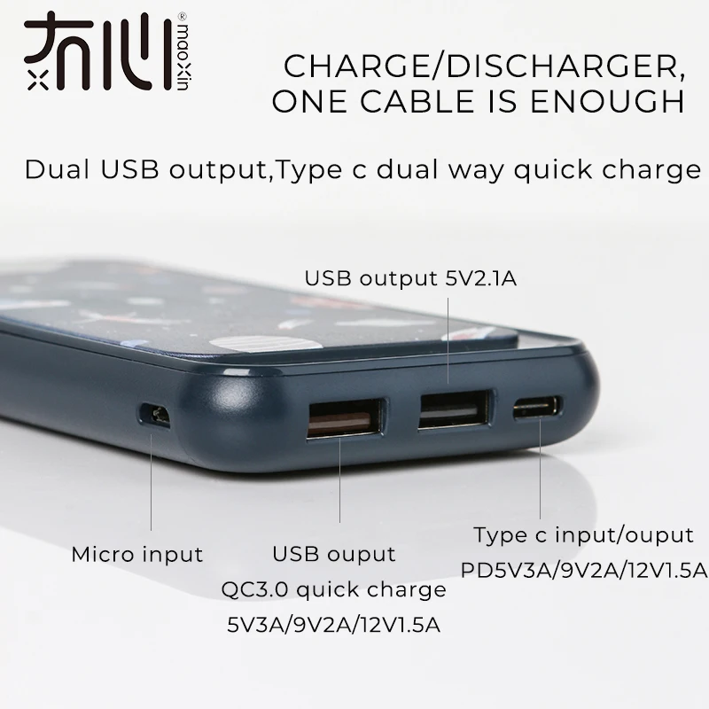 Maoxin pd power bank Быстрая зарядка qc3.0 type c микро Двойной вход и двойной выход супер