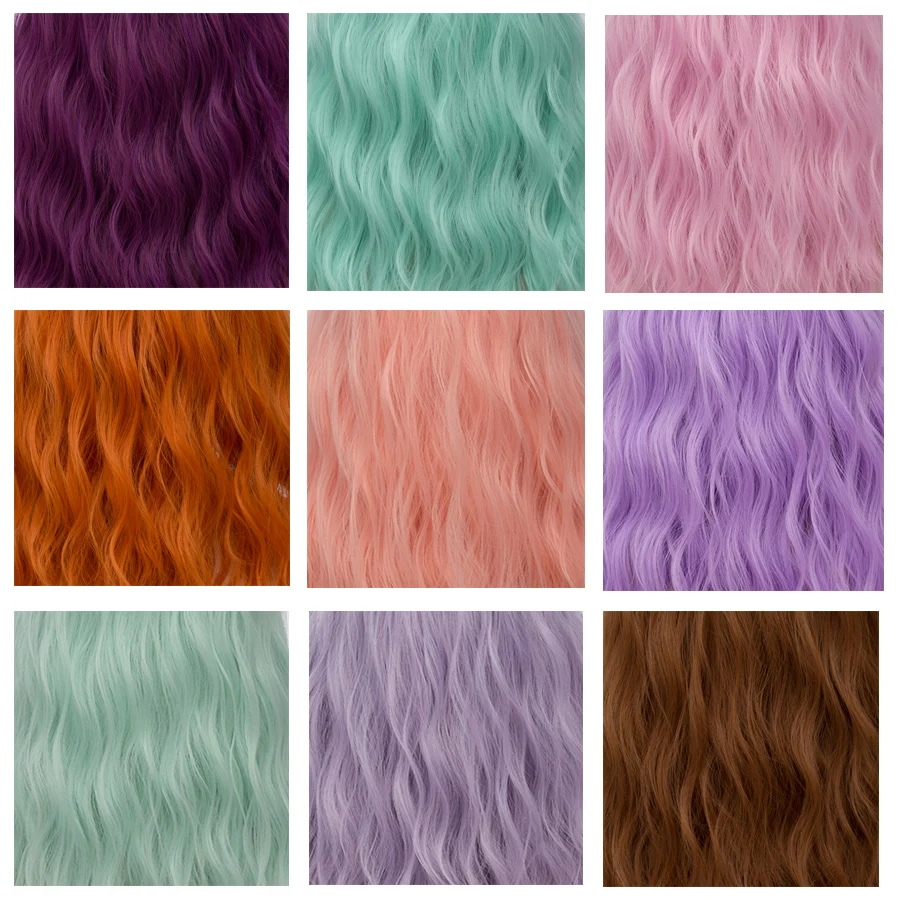 

Similler 18inch Afro Women Curly Long Wigs Blue Pick Brown Cosplay Synthetic Hair Heat Resistant 8 Colors Available