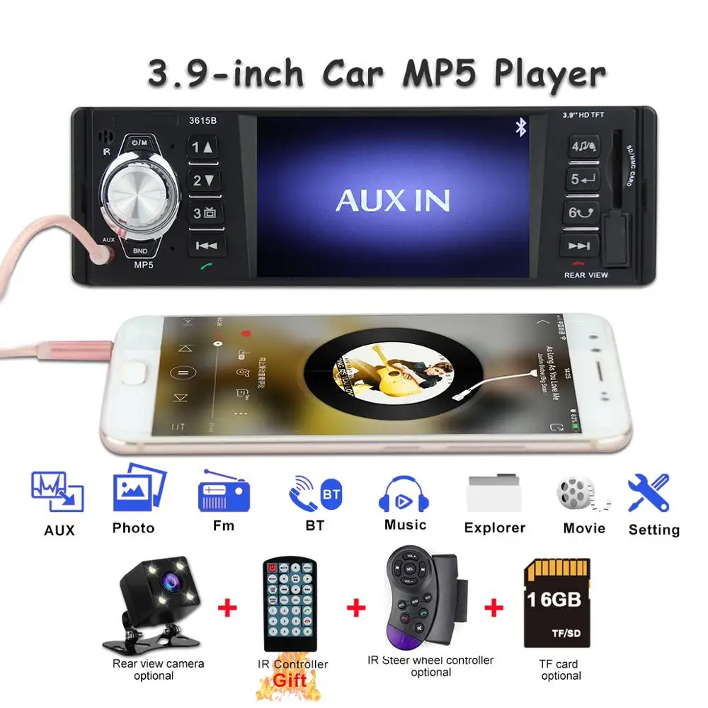 1 Din автомобильный радиоприемник 1din стерео автоаудио 3 9 дюймов Mp5 плеер Fm Bluetooth Usb