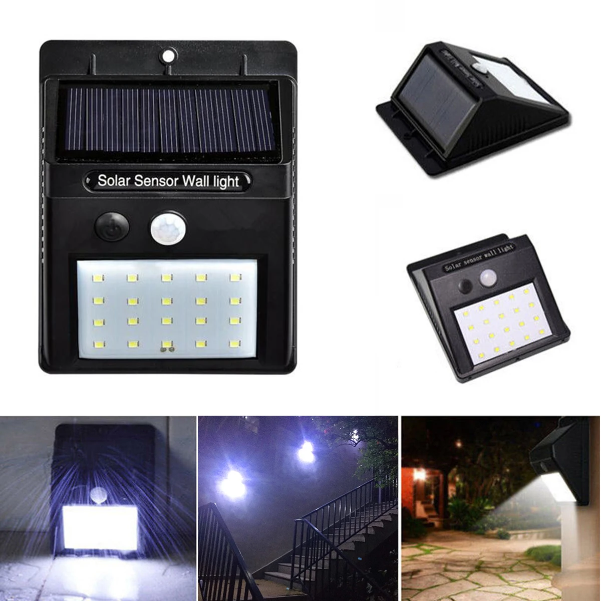 

Solar Power 20 LEDs PIR Motion Sensor Wall Light Outdoor Waterproof Energy Saving Street Yard Path Home Garden Security Lamp