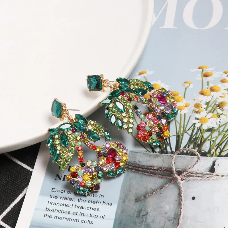 Модные Винтажные вишневые хрустальные Женские Висячие серьги для женщин