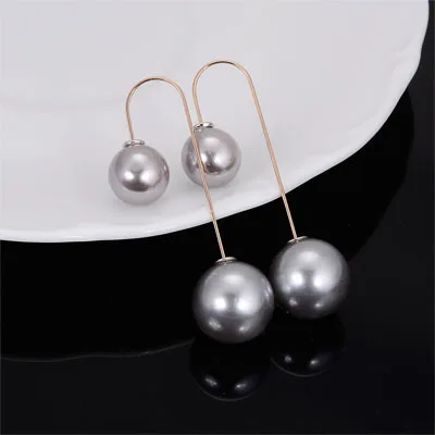Grey pearl Двухсторонние серьги уникальный дизайн жемчужные Двухсторонние серьги E1404 - Окраска металла: Grey pearl