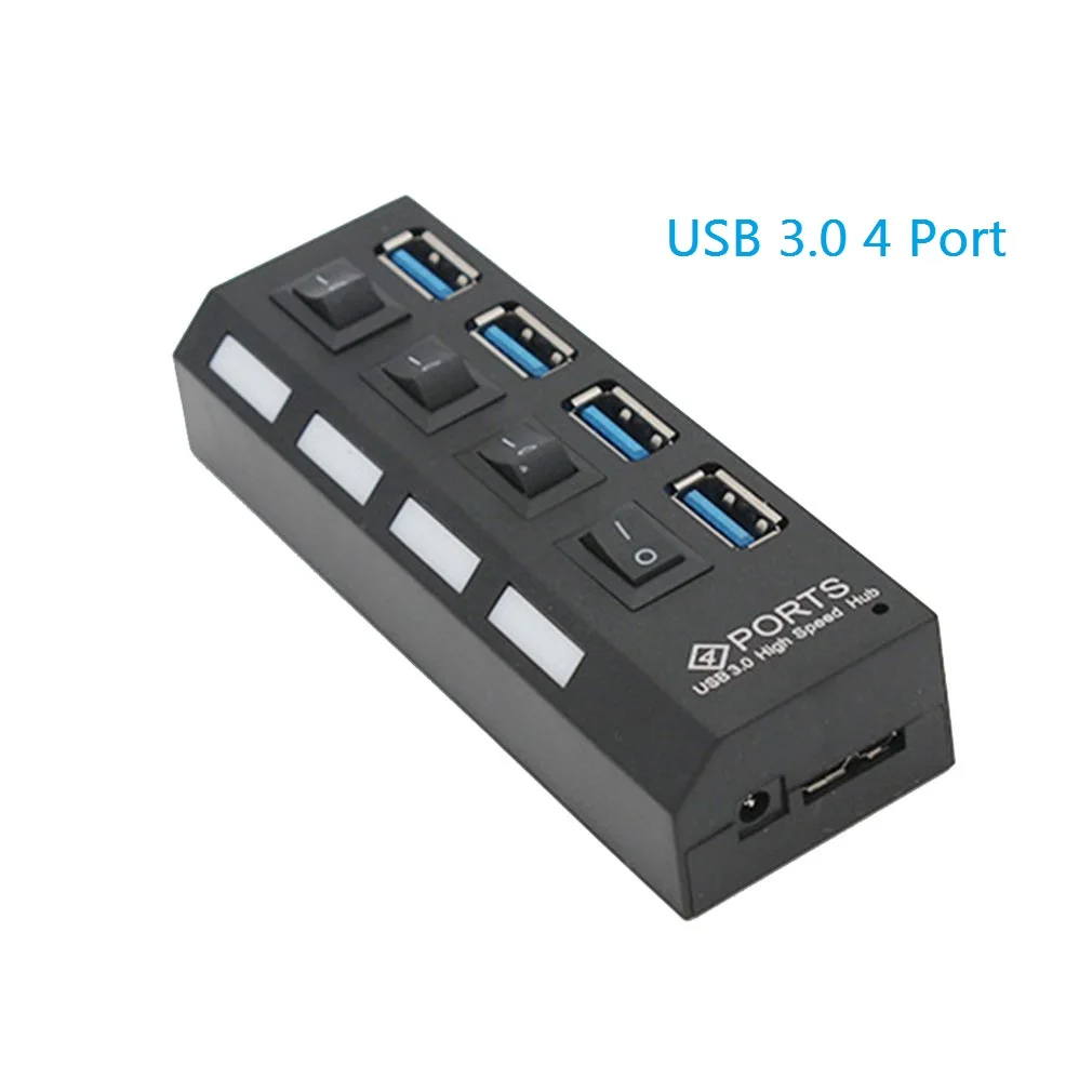 USB 3.0 4 Port Usb-хаб Micro USB 3,0 концентратор разветвитель с адаптером питания USB 4/7 порт концентратор Высокоскоростной 5 Гбит/с USB разветвитель 3,0 концентратор для ПК Аксессуары - Цвет: USB 3.0 4 Port