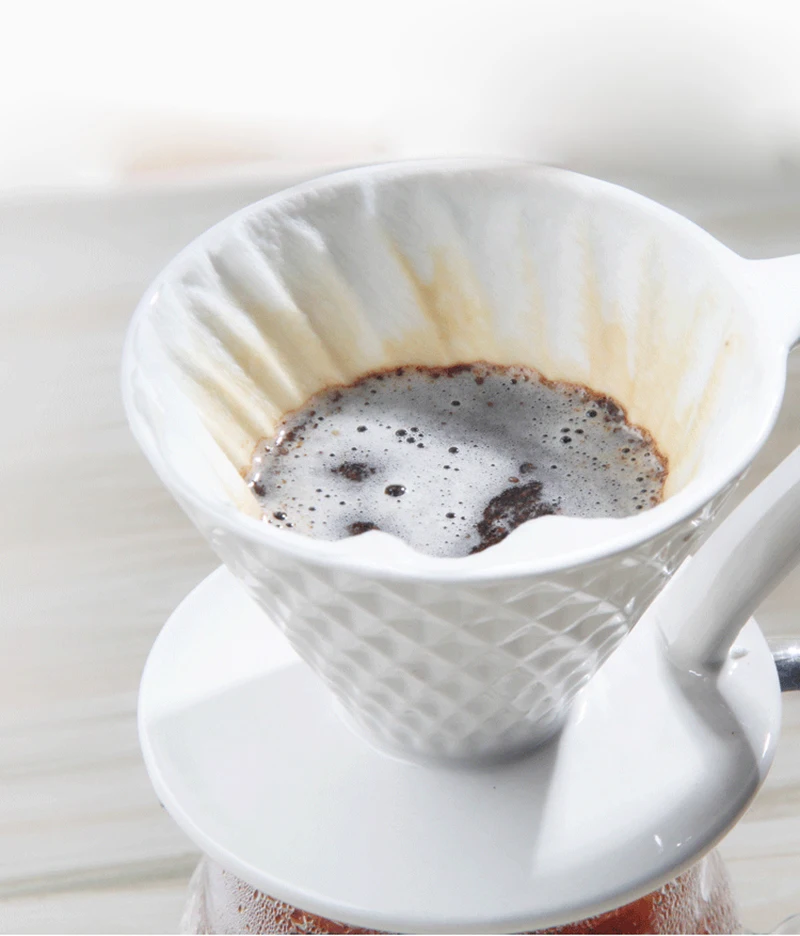 Керамика фильтры для кофе V60 Стиль капельная Кофеварка фильтрационная сетка постоянного залить Кофе, тем самым позволяя зернам раскрыться отдельный стенд 2 чашки или 4 чашки