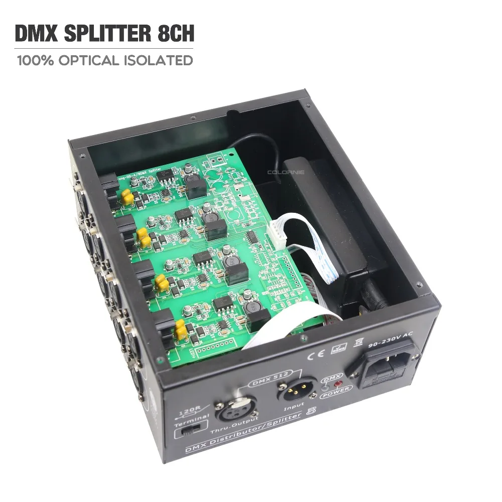 Сплиттер Dmx 8 Way Dmx512 сплиттер контроллера и крюк для сценического освещения|Эффект