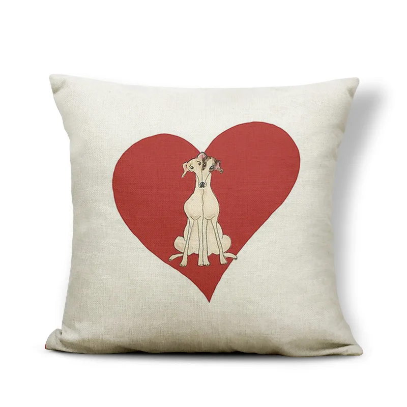 Cute Dog Pillow Case Collar Red Heart Shape Snowflake Christmas Hat Yellow Bone Decorative Dormitory Bed Cushion Cover | Дом и сад