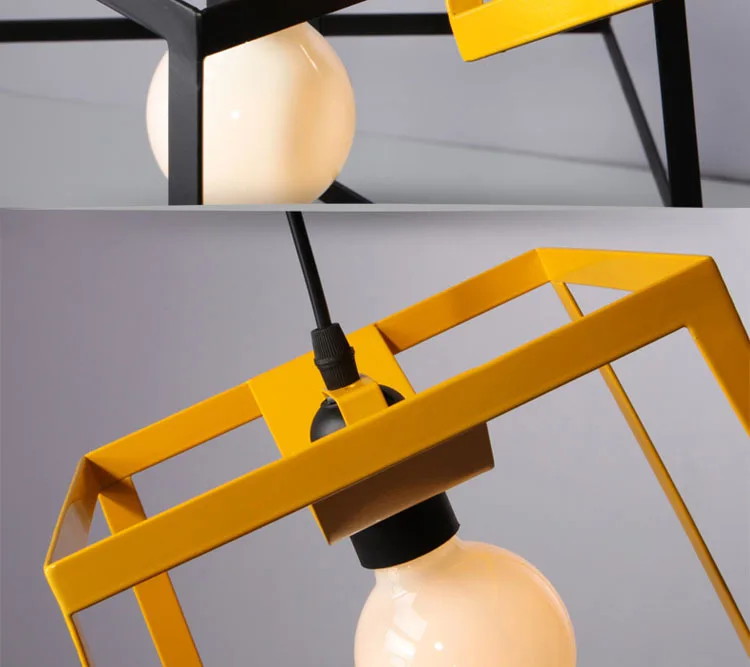 Современный минималистичный кубический подвесной светильник с рамкой простой