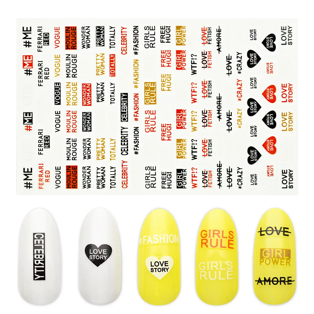 1 лист, стикеры 3D на ногти Nail Art, наклейки с русскими буквами, летние фламинго, наклейки, слайдер, сделай сам, украшения для ногтей ZJT4030