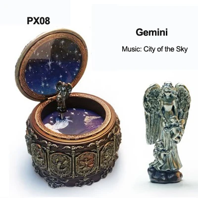 PX08 Gemini Музыкальная шкатулка с 12 музыкальными коробками со светодиодной вспышкой, подарок на день Святого Валентина - Цвет: PX08 Gemini