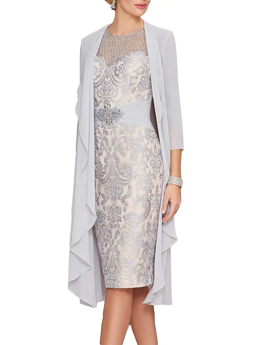 Женское кружевное платье для матери невесты шифоновое платье-жакет с рукавом 2020