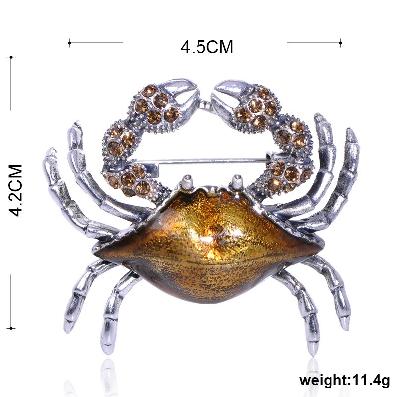 Винтажная брошка Blucome в виде животных форма краба коричневая эмалированная с