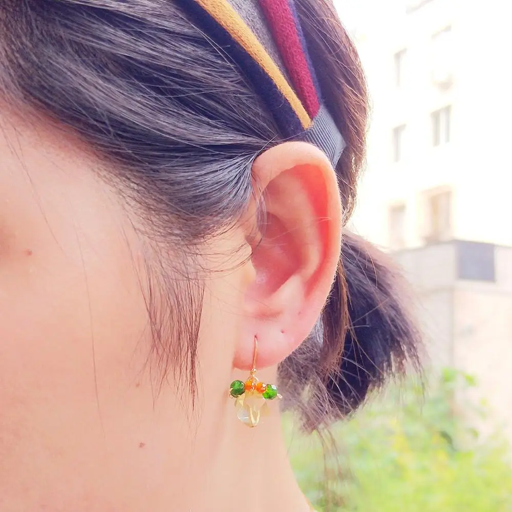Lii Ji Genuine Lemon Quartz Diopside Zircon Earrings 925 Sterling Silver Handmade Drop Delicate Jewelry For Women Gift | Украшения и
