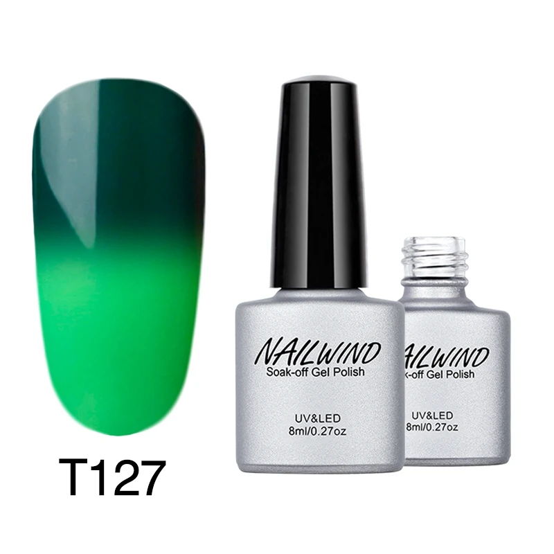 NAILWIND 8 мл температура Хамелеон цвет T101-T130 меняющийся лак для ногтей термальное изменение цвета для УФ Гель-лак для ногтей гель лак - Цвет: T127