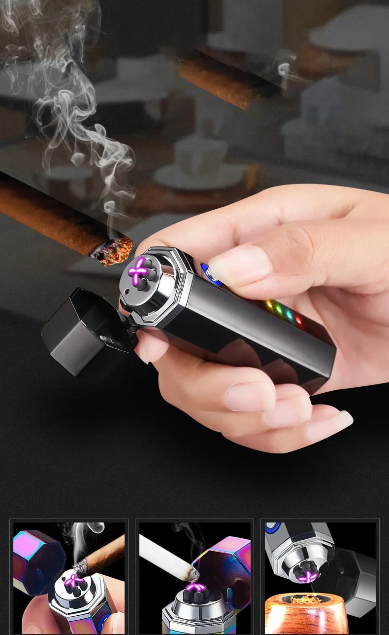 Электронная плазменная Зажигалка Pippe двойная дуга USB зарядка травка для сигарет