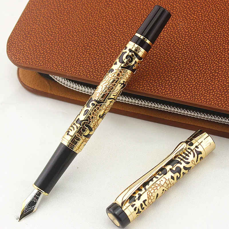 JINHAO 5000 Золотой 0,5 перьевая ручка ДРАКОН тисненая школьная офисная канцелярская письменная Ручка Горячая