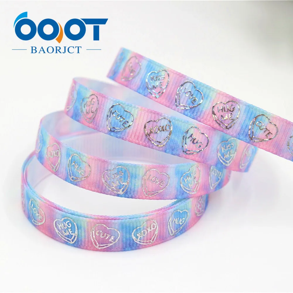 OOOT BAORJCT G 18609 379 10 мм ярдов лазерная серебряная в форме сердца с принтом love корсажная лента сделай сам головной