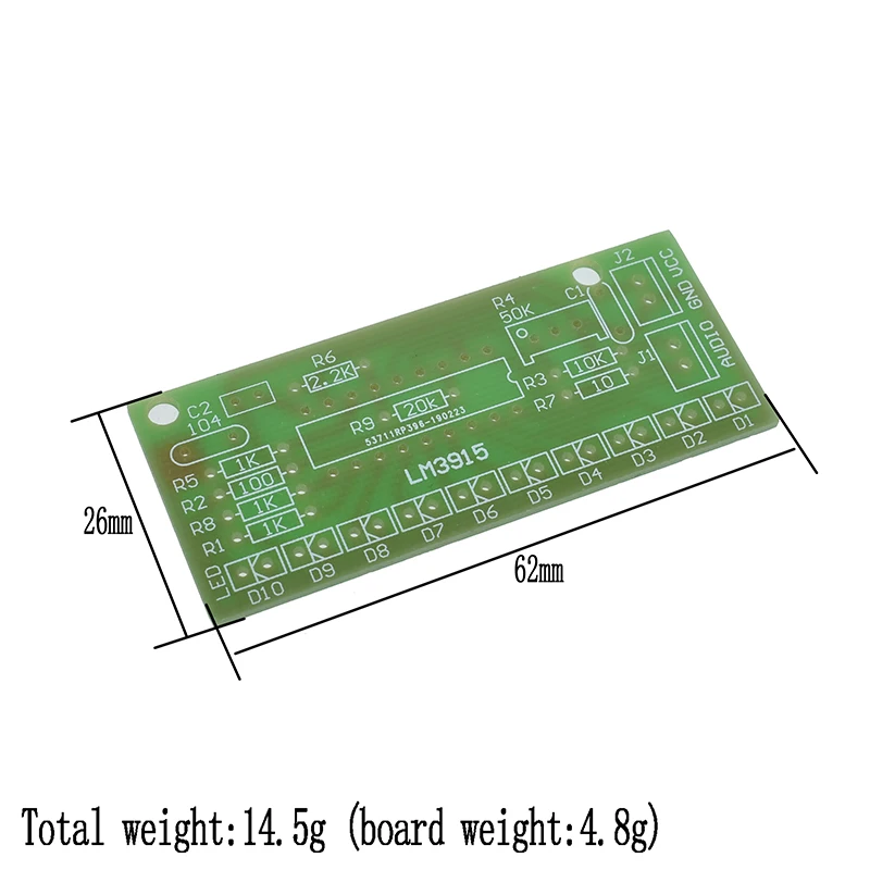 LM3915 DC 9V-12V 10 LED Sound Audio Spectrum Analyzer Level Indicator Kit DIY Electoronics Soldering Practice Set laboratory