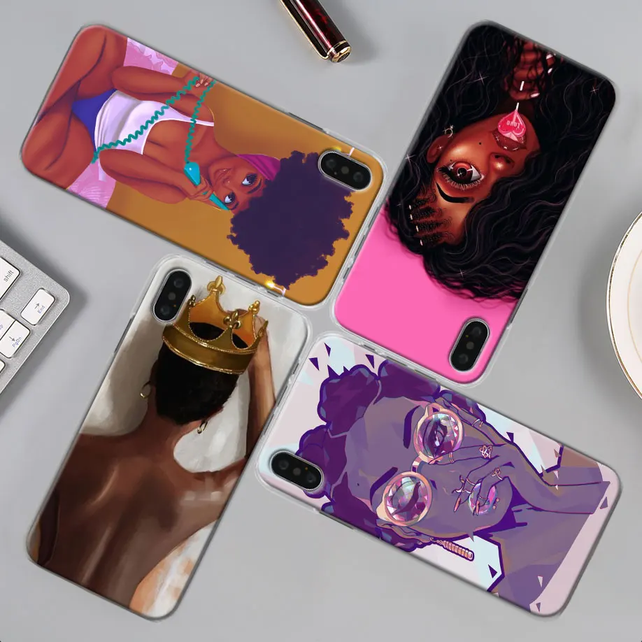 Красивый афро-Девичий чехол для телефона для Apple iPhone X XR 7 8 Plus 6 6s Plus XS MAX 11 Pro Max SE чехол для телефона Coque