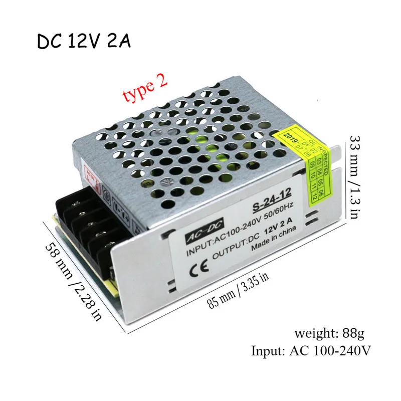 DC 12V импульсный источник питания DC 12V 2A 24W 25W 5A 60W 10A 120W выходной источник питания Светильник ing трансформатор для светодиодной ленты светильник