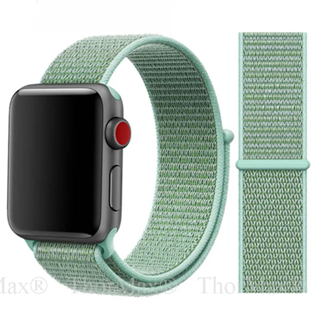 12-Sea Green Нейлоновый ремешок для apple Watch band 5 4 3 iWatch band 42 мм 44 мм 40 мм apple wacth 4 3 2 аксессуары для браслетов Sport Loop correa - Цвет ремешка: 12-Sea Green