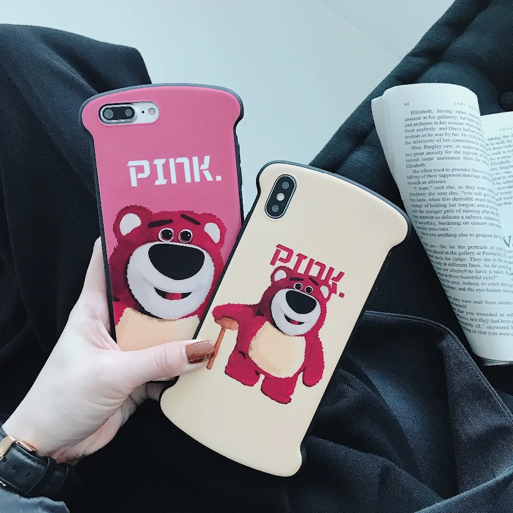 GlamPhoneCase мультфильм пара клубника медведь чехол для iPhone X Xs Max XR 8 7 простой мягкий