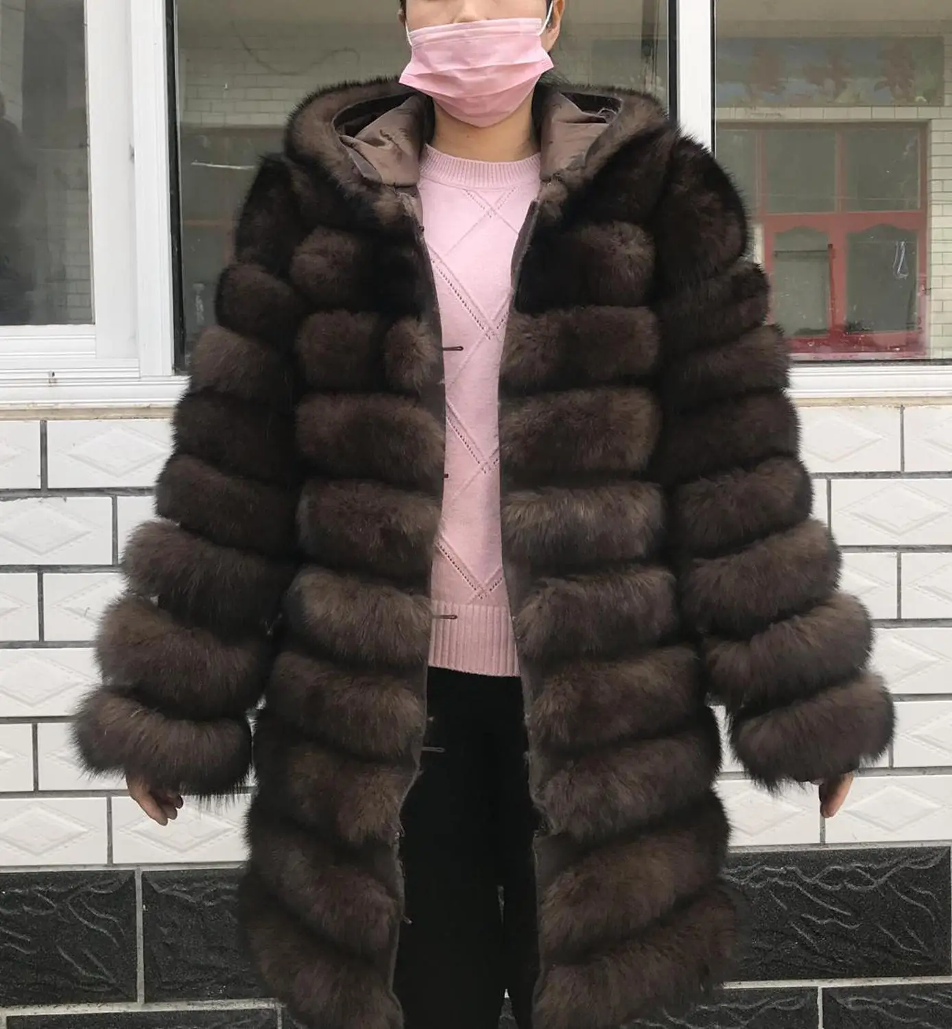 Sable Жилет из лисьего меха, женская зимняя модная жилетка из искусственного лисьего меха, женские теплые пальто из искусственного лисьего меха, женские пальто - Цвет: Sable