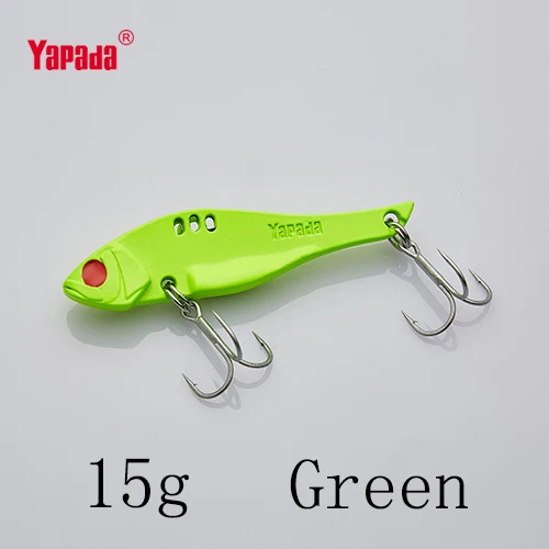 Green 15g YAPADA VIB 307 длинный нож 10 г/15 г/20 г/25 г тройной крючок 50 мм/57 мм/65 мм/68 мм Металл VIB разноцветные рыболовные приманки - Цвет: Green 15g