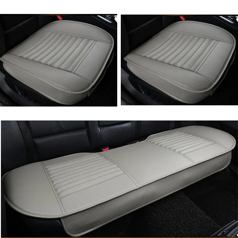売却 GSPSCN 3 個健康竹炭カーシートカバーセットユニバーサルシートマットプロテクター Pu レザークッション車のスタイリングアクセサリー