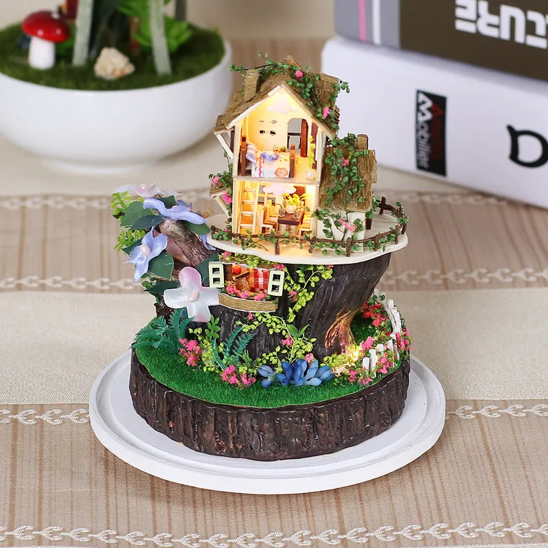 Песня леса DIY кукольный домик музыкальная миниатюрная Рождественская Модель