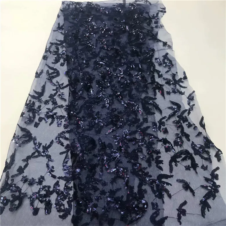 

Sequined Party Dress Fabrics African Silver Blue Sequins Mesh Tulle Lace Fabric For Wedding 2019 Fashion Designer Net Material
