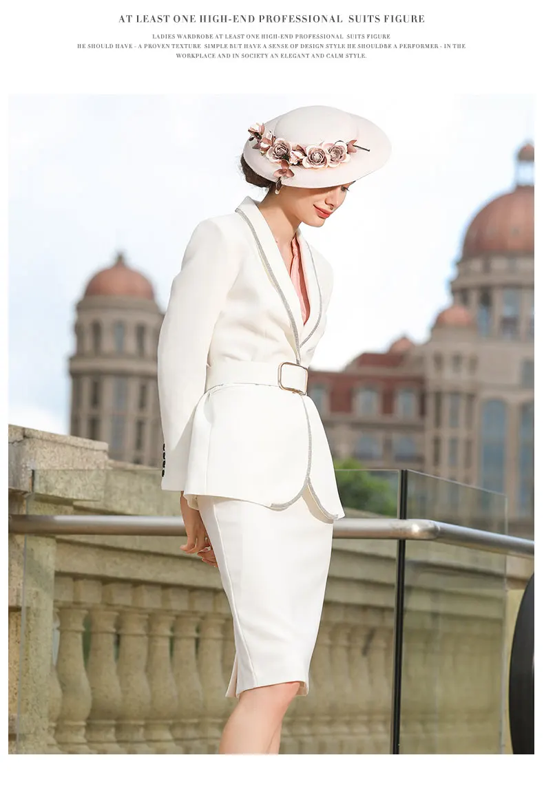 Женские костюмы с юбкой элегантный офисный женский Блейзер пиджак и юбка