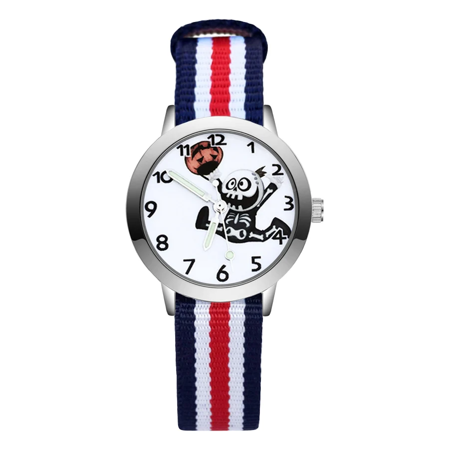

Fashion Cute HALLOWEEN Skeleton Pumpkin Style Children's Watches Kids Student Girls Boys Quartz Nylon Strap Wrist Watch JA52