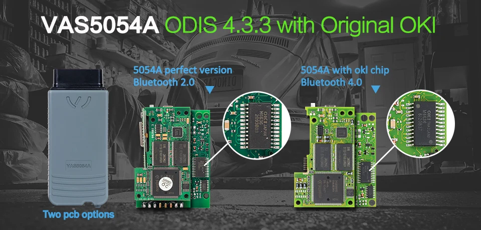 Высокое качество VAS5054A Bluetooth включая OKI чип ODIS 4.3.3 версия vas5054a зеленый PCB VAS5054A obd2 диагностический инструмент
