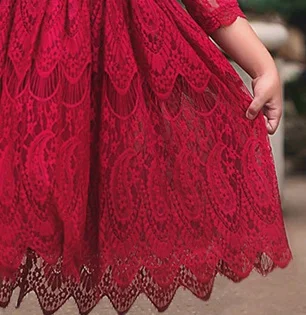 Рождественское кружевное платье с вышивкой для девочек 3-8 лет Детские платья