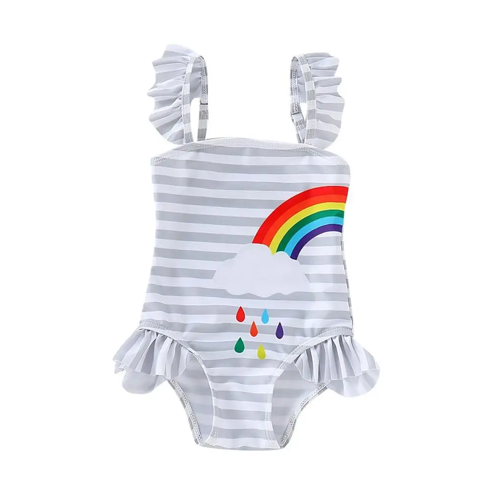 18-24 Months Детская одежда для купания для девочек; летний детский купальник-бикини для девочек; пляжный цельный купальник в полоску с радужным принтом; kxyz bebek mayo A1 - Цвет: 18-24 Months