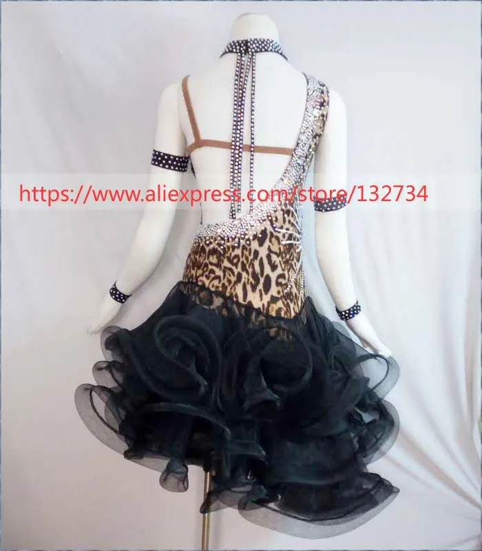 

New Ballroom Dance Dress Samba Costume for Women Sexy Leopard Print Salsa Dresses Latin Dance Wear L-1502