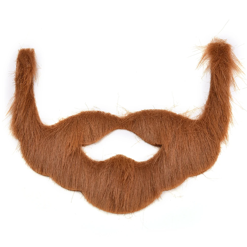 Поддельные мужские усы для бороды коричневые Хэллоуина с резинкой праздничные