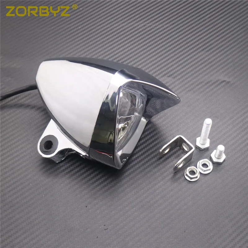 ZORBYZ мотоциклетный Хромированный Светодиодный точечный светильник в виде пули из пластика, противотуманный светильник с головкой и металлическими винтами, кронштейн для Harley Honda Suzuki