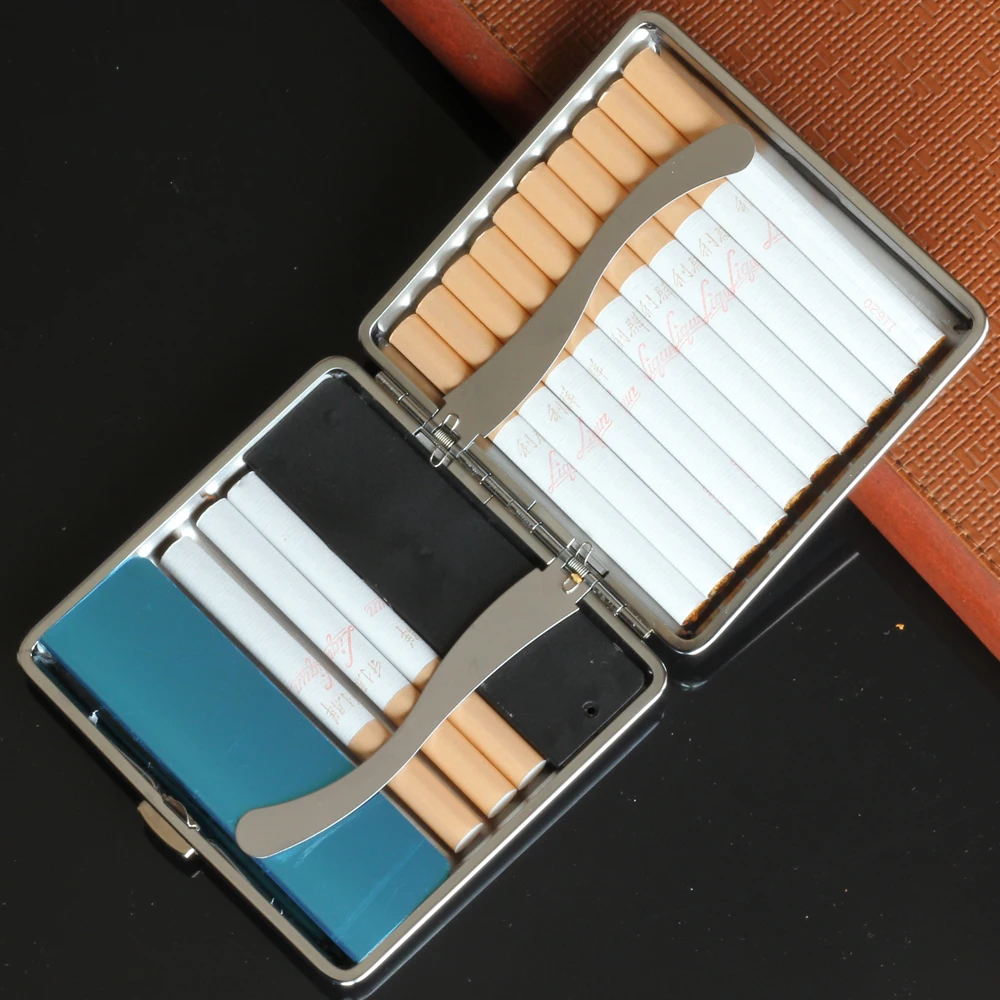 Кожаный портсигар с USB Llighter электронный Перезаряжаемые легче черный сигареты Box