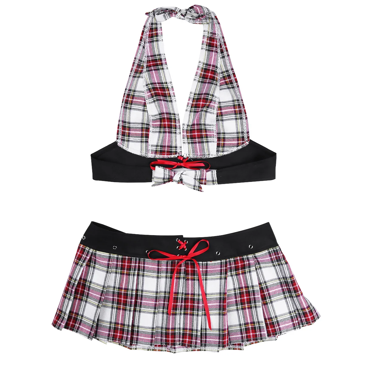 IEFiEL экзотические Женские клетчатые костюмы Babydoll школьная форма сексуальный