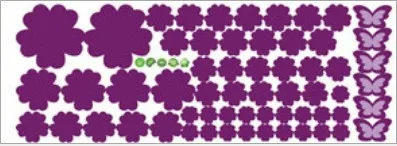 deep purple 108 шт цветы и 6 шт бабочки настенные наклейки для гостиной спальни художественные наклейки мебель для украшения дома наклейки для детской комнаты - Цвет: deep purple