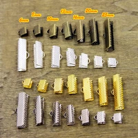 50pcslot ribbon ends bracelet bookmark pinch crimp clamp end findings cord ends fasteners clasp leather ends jewelry making