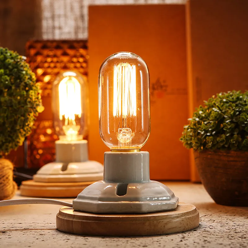 Винтаж Настольная лампа для Спальня настольная luminaria Edison дома светильник ing