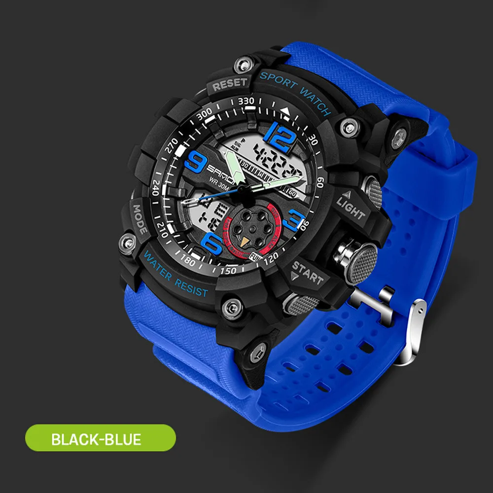 Blue Diver часы мужские водонепроницаемые спортивные часы ударные цифровые электронные relogio feminino erkek kol saati мужские s skmei saat - Цвет: Blue