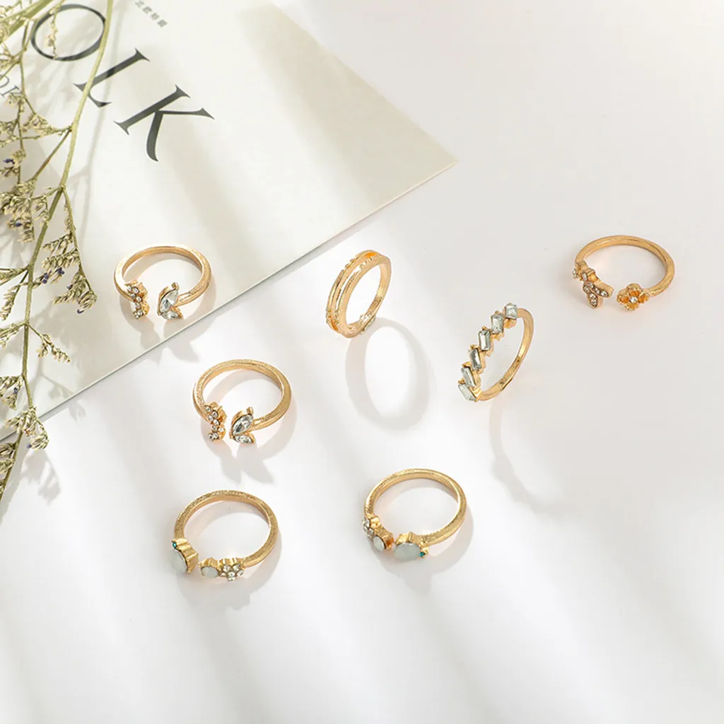Богемные открытые суставы бабочка цветок 7 шт набор кольцо ювелирные