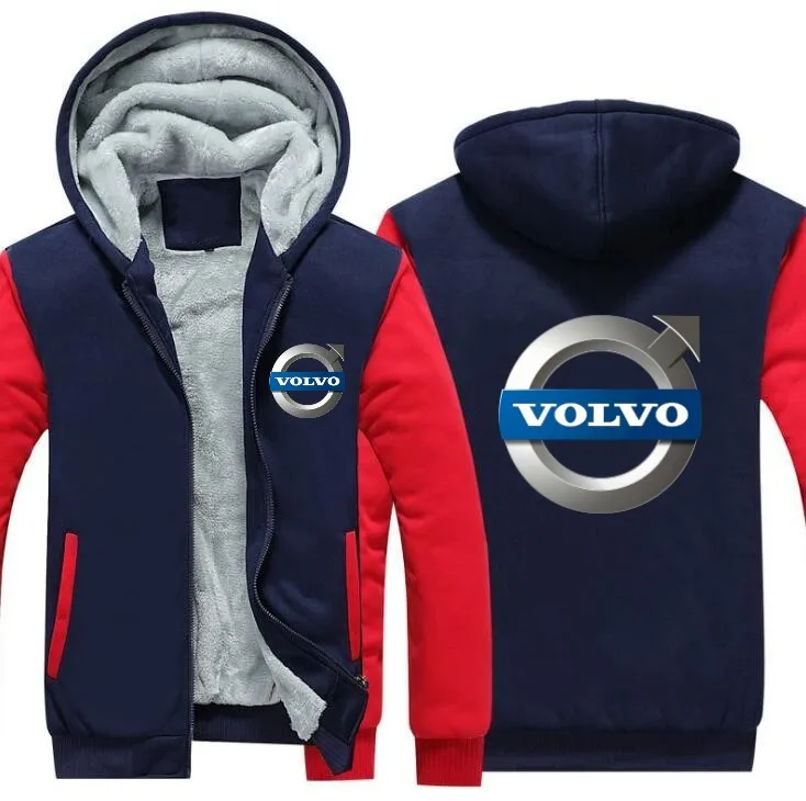 Volvo мужская куртка с капюшоном на застежке зимнее флисовое утепленное пальто